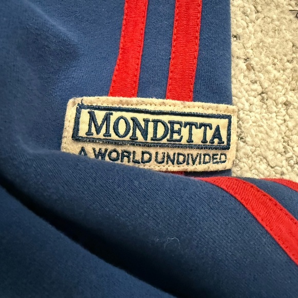Men’s vintage Y2K rare L GUC some drains Mondetta Blue zip up with American Flag - Picture 11 of 13